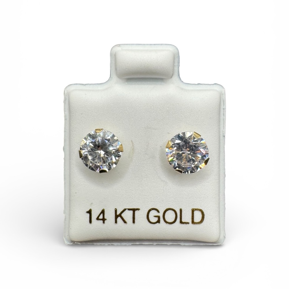 14 KT Gold CZ Stud Earrings